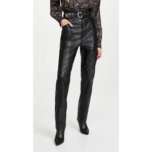 Isabel Marant Etoile NWOT Women's Faux Leather Tapered Tessini Pants 42 Black